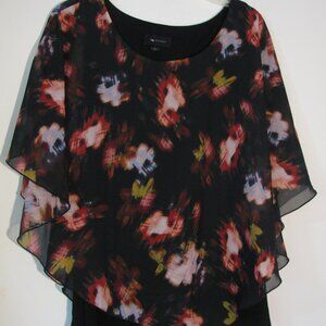* AB Studio Blouse XL Black Floral Flowy Fully Lined